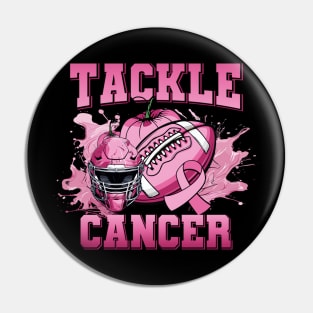 Tackle Breast Cancer American Football Pink Ribbon Awareness Pin