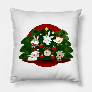 Árbol De Navidad En La Granja Pillow