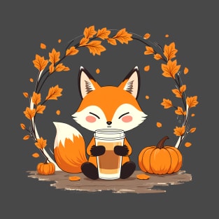 Autumn Fox and a Pumpkin Spiced Latte T-Shirt
