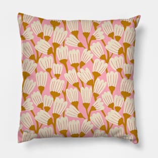 Happy blossom flower pattern in white and pink Pillow