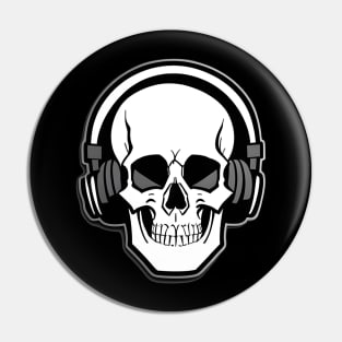 The Musical Skull with Headphones Pin