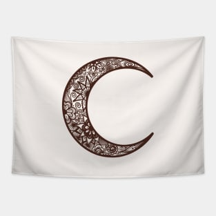 Brown Henna Crescent Moon Tapestry