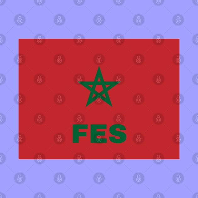 Fes City in Moroccan Flag by aybe7elf
