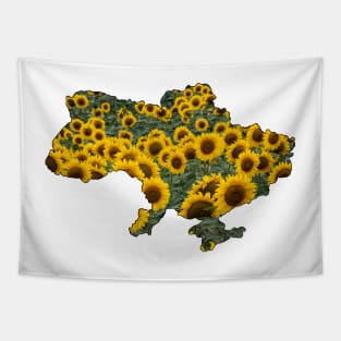 Ukraine Silhouette With Sunflowers - Floral Pattern Country Tapestry