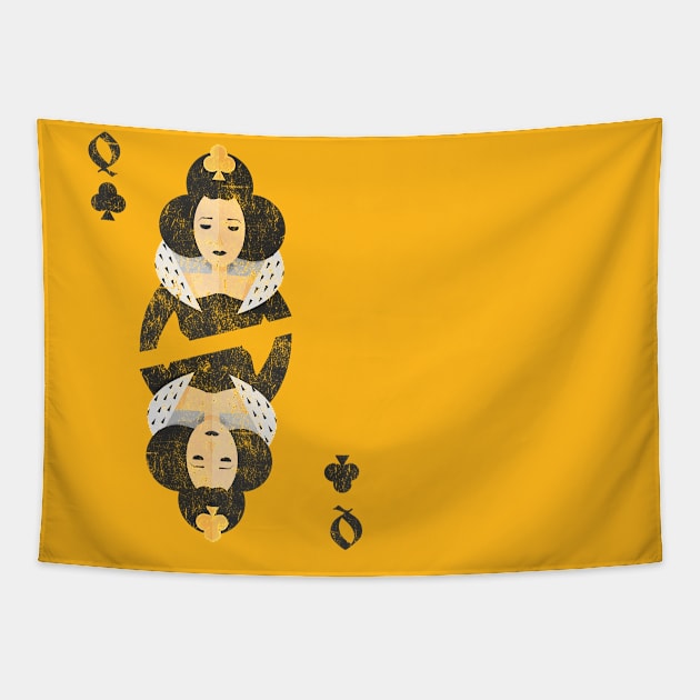 Retro Queen of Clubs Playing Card Tapestry by vladocar