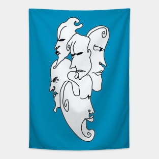 Dance of Faces Minimalist Art Tapestry