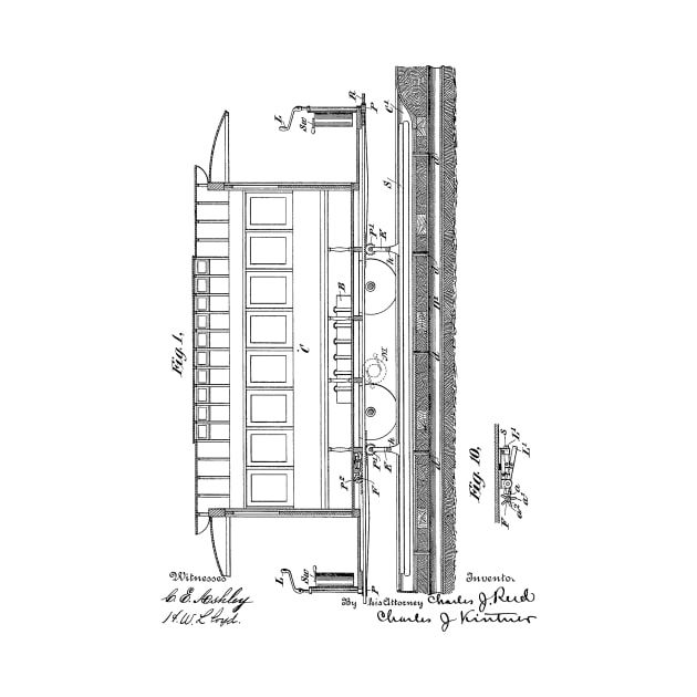 Electric Railway Trolley Vintage Patent Hand Drawing by TheYoungDesigns