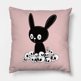 bunny cute rabbit skeleton goth harajuku Pillow