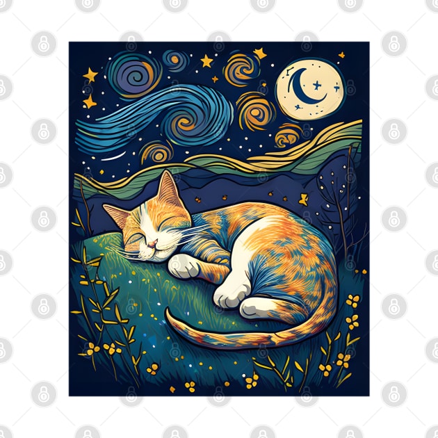 Starry Night Cat Van Cogh - Love Cats by William Edward Husband