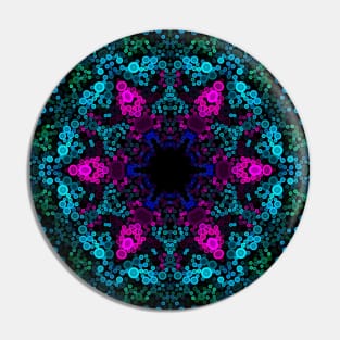 Dot Mandala Flower Blue Green and Pink Pin