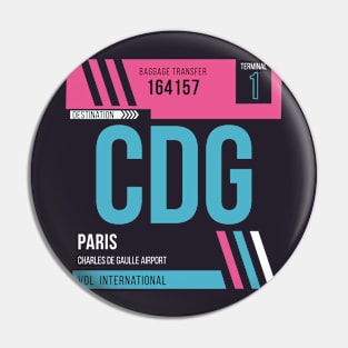 Paris (CDG) Airport Code Baggage Tag Pin