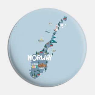 Norway Illustrated Map Pin