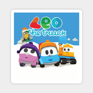 LEOthe truck, lift, scoop, and leah winter fun holiday Magnet