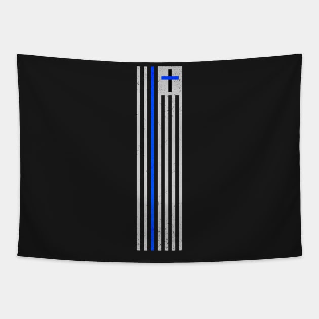 Blue Line Distressed Apparel Tapestry by peteoliveriart