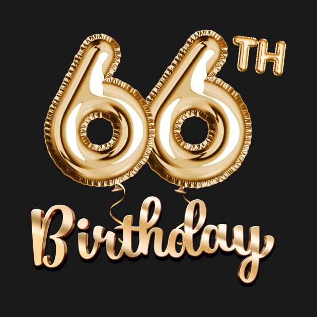 66th Birthday Gifts - Party Balloons Gold by BetterManufaktur