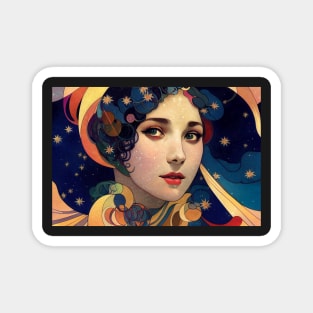 Cosmic Beauty in The Stars, Art Nouveau, Vintage, Mucha, Gilded Age Magnet