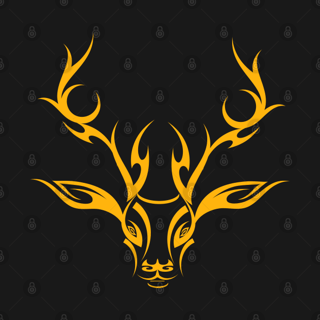 Tribal Stag in Yellow by CreativeByDesign