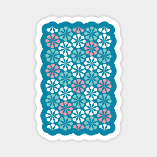 Mod flower pattern (blue, white and pink) Magnet