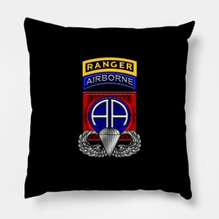 82nd Airborne Division with Ranger Tab- Distressed Veterans Day Gift Pillow