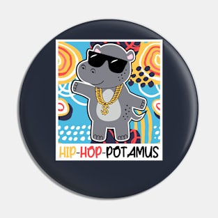 Funny 90s Throwback Hip Hop Part Hippopotamus Hippo 90s Party Gear Pin