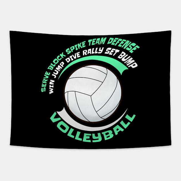 Cool Word Art Volleyball Gift Print Volleyball Team Print Tapestry by Linco