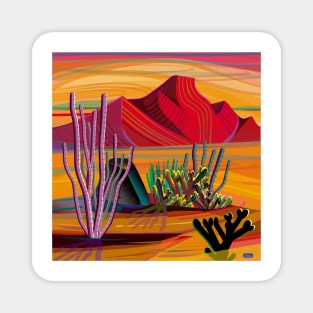 Orange Cactus Garden Magnet