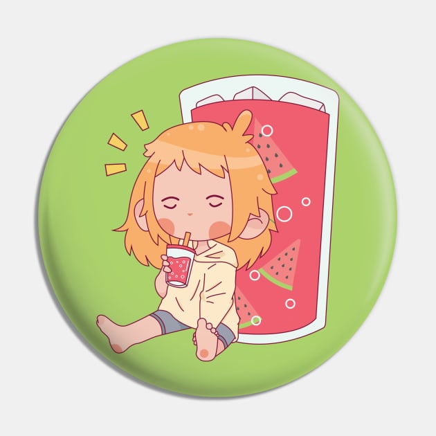 Cute Baby Anime Juice Characters Watermelon Pin by TinPis