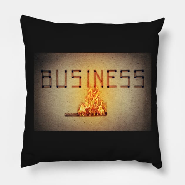 business in flame Pillow by psychoshadow