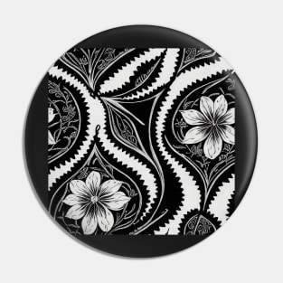 Black and White Vintage Floral Cottagecore Gothic Romantic Flower Peony Rose Leaf Design Pin