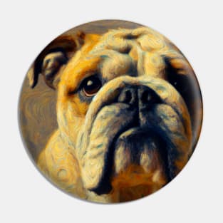 The Stare - Bulldog in Vincent Van Gogh Style Pin