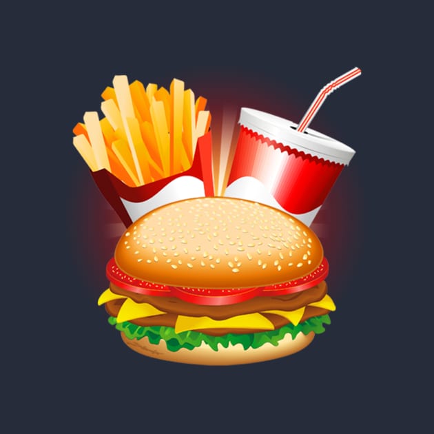 Fast Food Hamburger Fries and Drink by BluedarkArt