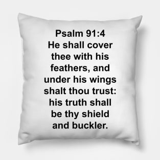 Psalm 91:4  This bold Arial font Bible verse typography is done with Adobe Photoshop CC 2020 Pillow