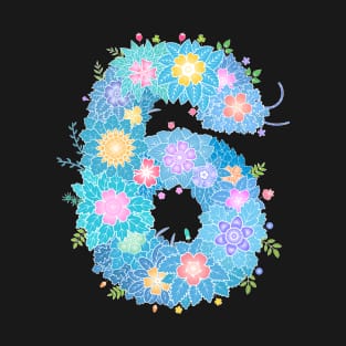 "6" Floral Letter Number T-Shirt