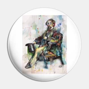 CHARLES DICKENS - watercolor portrait .8 Pin