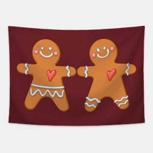 Gingerbread man love for Christmas Tapestry