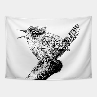 Wren bird ink painting Tapestry