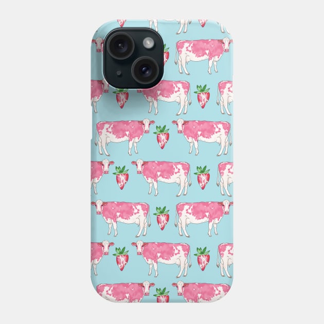 Strawberry Cow Pattern Phone Case by okpinsArtDesign