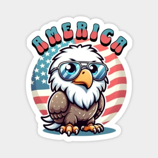 Retro American Bald Eagle Magnet