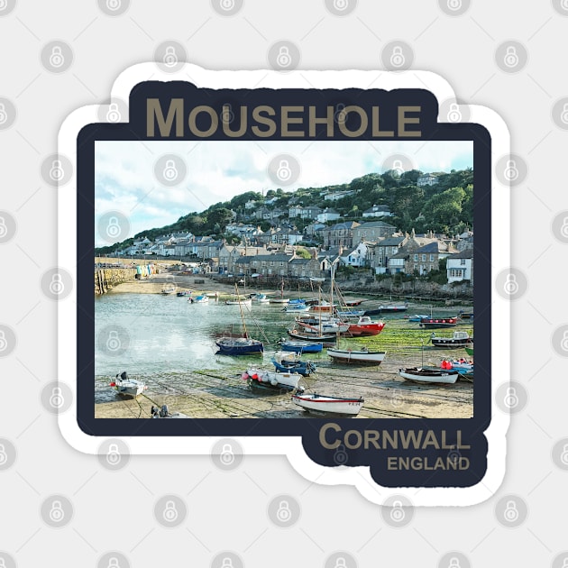 Mousehole, Cornwall, England UK fishing harbour village art Magnet by BarbaraGlebska