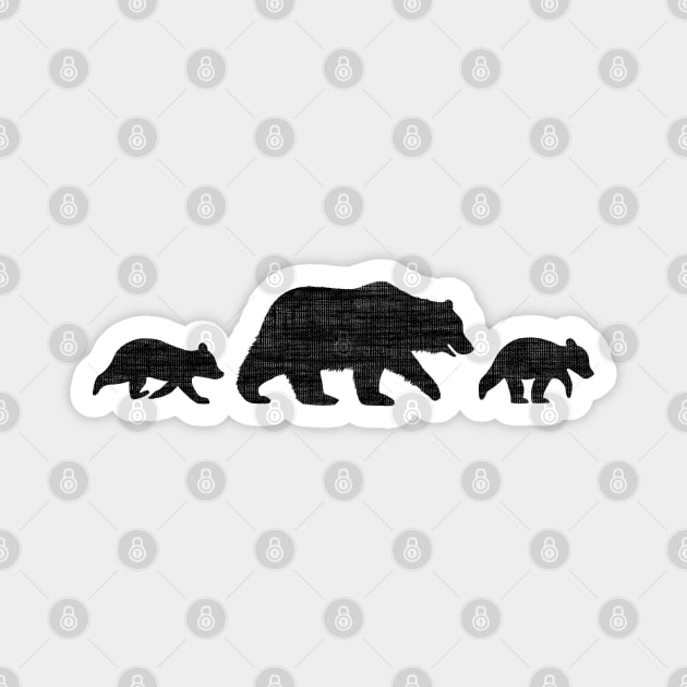 Black Bear with Cubs | Mama Bear Magnet by Coffee Squirrel