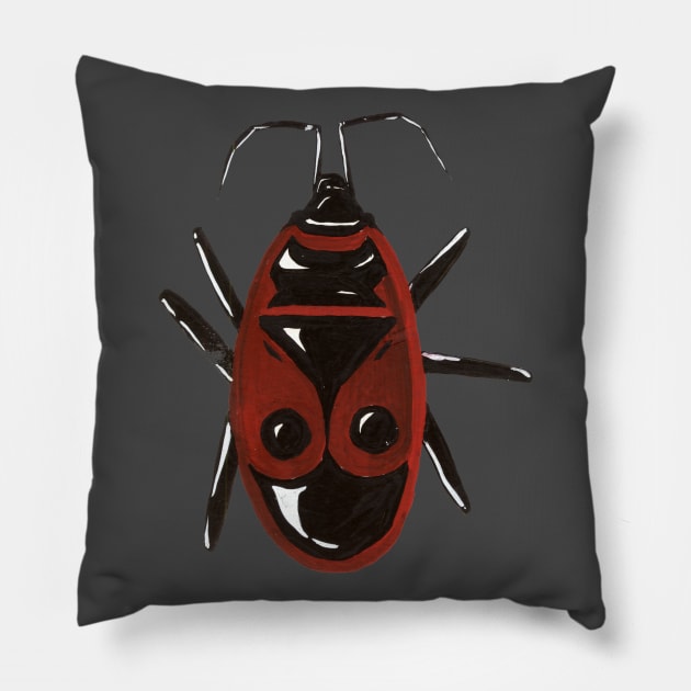 Eye shaped red bug, transparent background Pillow by diplikaya