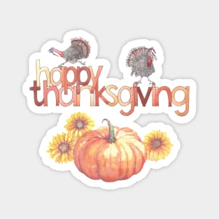 Happy Thanksgiving - Fall Vibes - Turkey, Pumpkin, Sunflowers Magnet