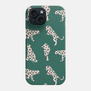 Pink and Teal Leopard Silhouettes Phone Case