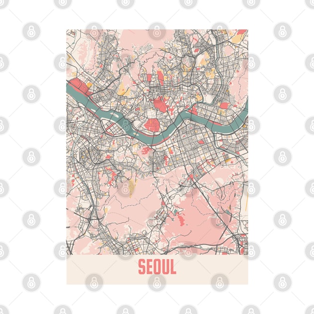 Seoul - South Korean Chalk City Map by tienstencil