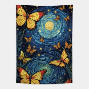 Starry Night Wings: Van Gogh's Butterfly Symphony Tapestry