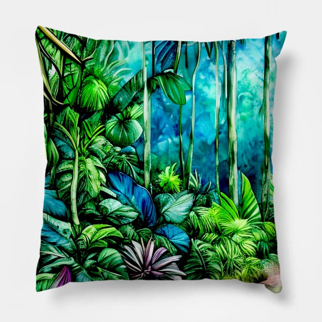 Mystère Forêt Tropicale 01 Pillow by Vamamoi Créations