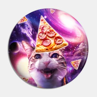 Space Galaxy Cat With Pizza Pin