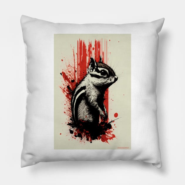 Chipmunk Ink Painting Pillow by TortillaChief