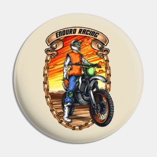 Motocross racer with helmet Pin