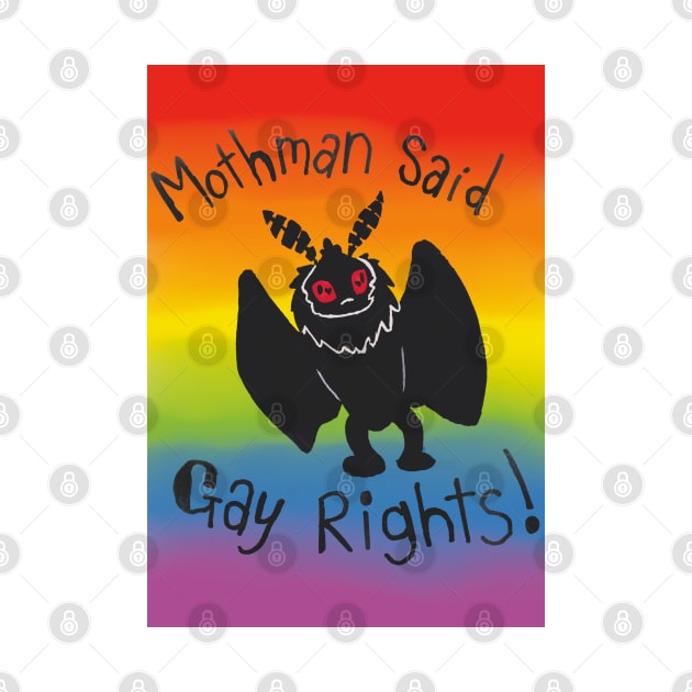 Mothman said gay rights- rainbow version by Beelixir Illustration